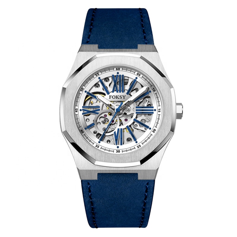 New Men Fashion Casual Top Brand Dropshipping Leather Fully Automatic Hollowing Out Mechanical Watch