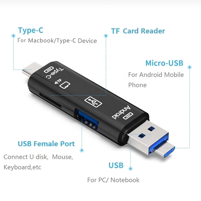 Лидер продаж 2020, Лидер продаж, Переходник USB 3,1 Type-C папа-USB 3,0 OTG TF SD мама, кардридер