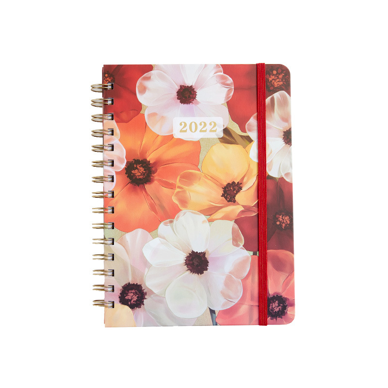 New Design Fashion Beautiful 2022 Planner Journal Flower Coil Spiral Binding Notebooks