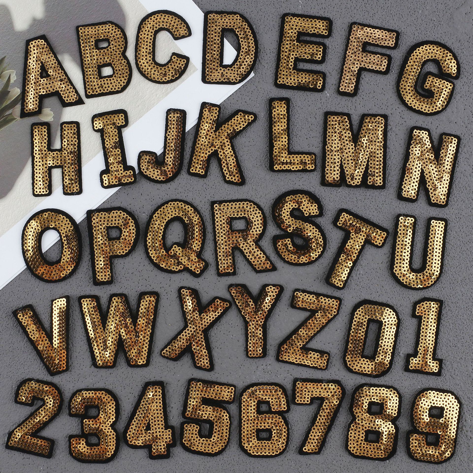 English Letters Embroidered Cloth Paste Sequin Embroidered Chapter Arabic Numerals Patch Decorative Paste