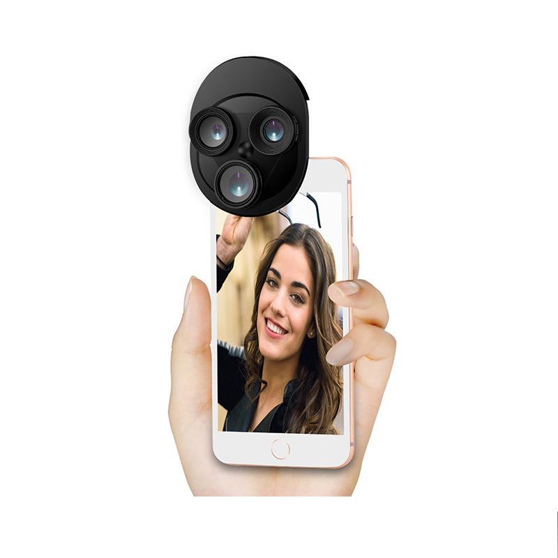 3 In 1 Rotary Phone Lens Set Integral Turntable External Use Wide Angle + Fish Eye + Macro polarizer Clip Camera For iPhone