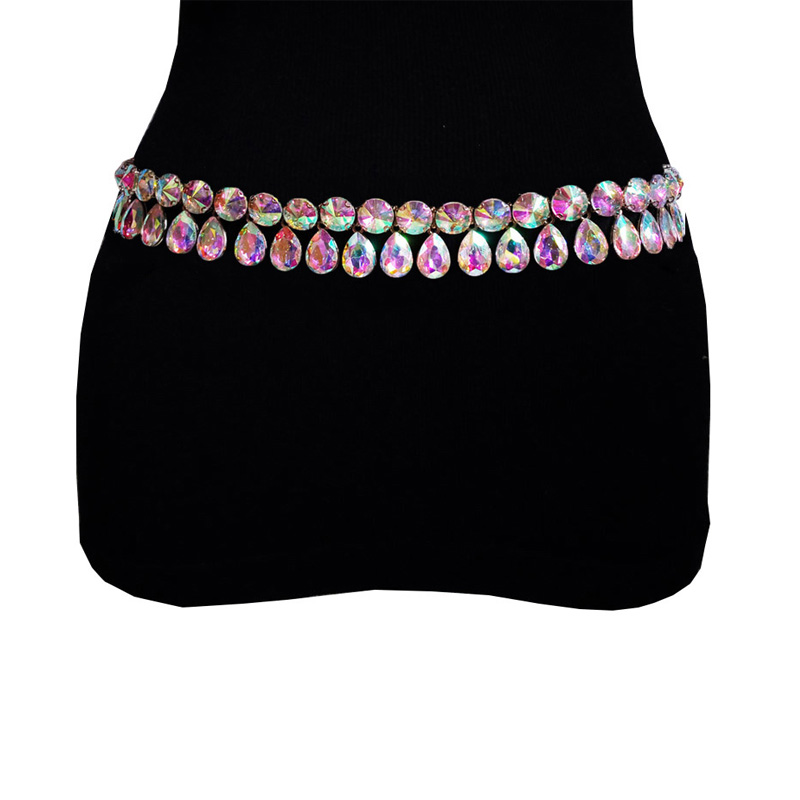 High quality 2row Luxury rhinestone Alloy Waist Chain Belts Adult Unisex