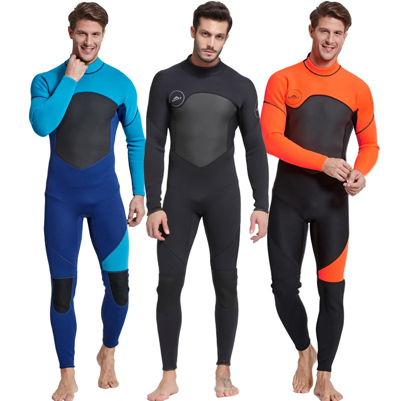 Swimsuit male 3MM diving suit thickened warm winter outdoor sunscreen snorkeling one-piece long-sleeved jellyfish suit