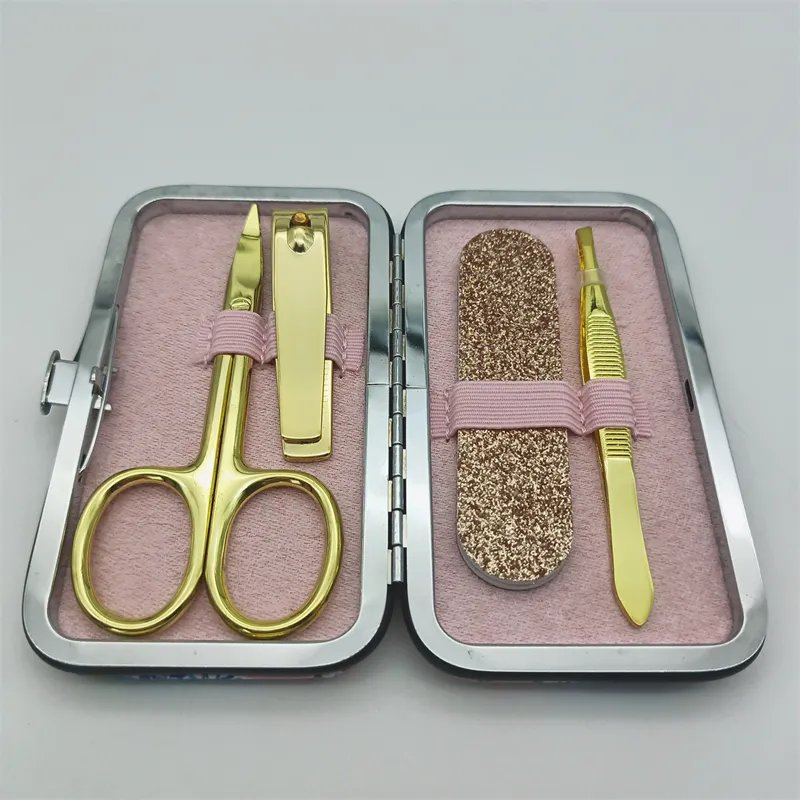 Factory Direct Sales Luxury 4 / Set Stainless Steel Durable Beauty Manicure Set Eyebrow Manicure Set