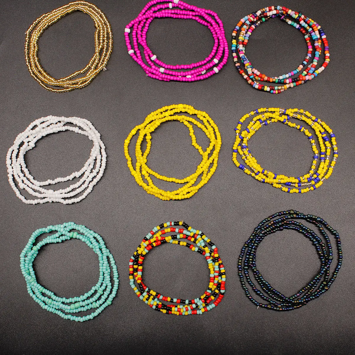 Wholesale Bohemian Multi Layer Colored Seed Bead Body Jewelry Elastic Colorful Rice seed Belly Waist Beads For Women