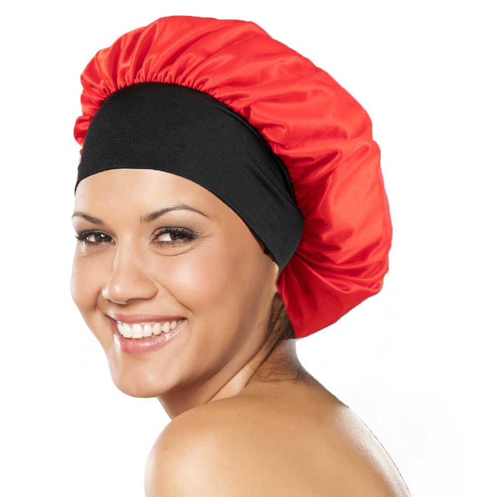 Zhenyang Wide Brim High Elastic Headband Sleeping Cap Bonnet Solid Color Satin Chemotherapy Cap Custom Sleeping Cap Bonnet