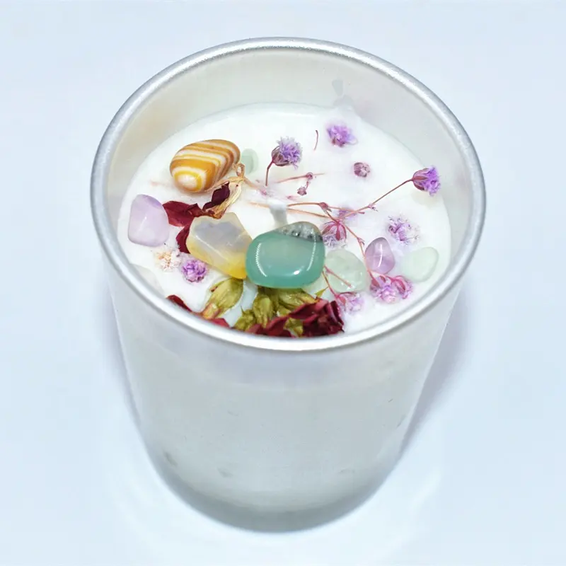 Customized Wholesale Infused Gemstone crystal candle Scented Soy Wax Candle