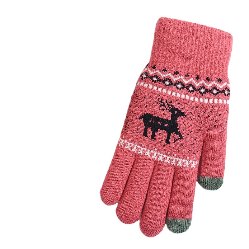 Linda Touch Screen Gloves Female Winter Cute Cartoon Wool Knitting Students Male Cycling Padded Warm Couple Gloves