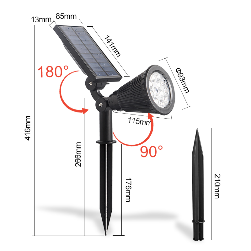 IP65 Adjustable 12 LED Solar Energy Lawn lamp Classic Outdoor Decorative Lighting Park And Garden Lawn Light For Drop Shipping