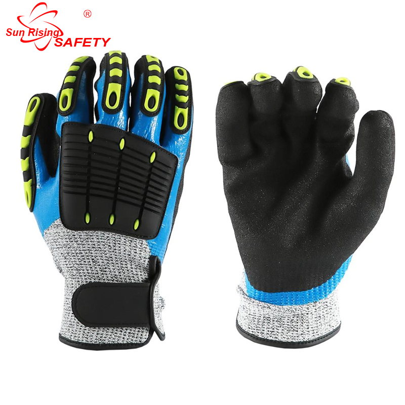SRSAFETY рабочие ТПР ударные нитриловые защитные перчатки/guantes en388 устойчивые к порезам
