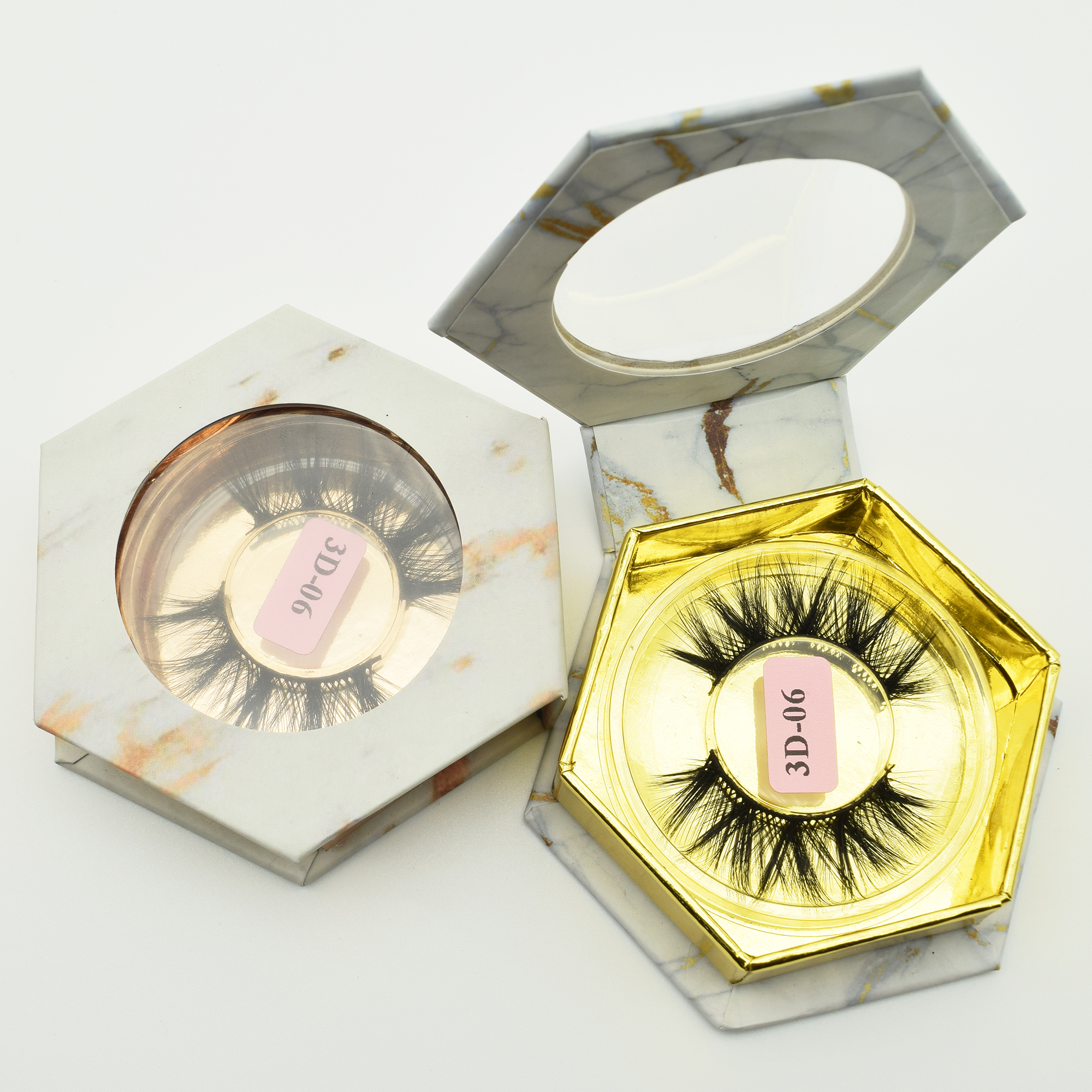 wholesale free sample luxury beauty mink lashes 3d mink eyelashes vendor 25mm mink eyelash with Marble Pattern box
