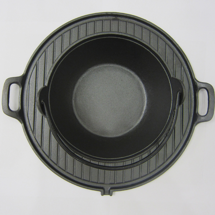 Factory Wholesale Cast Iron Round Fry Grill Pan 42cm Baking Dish Grilled Shabu One Pot