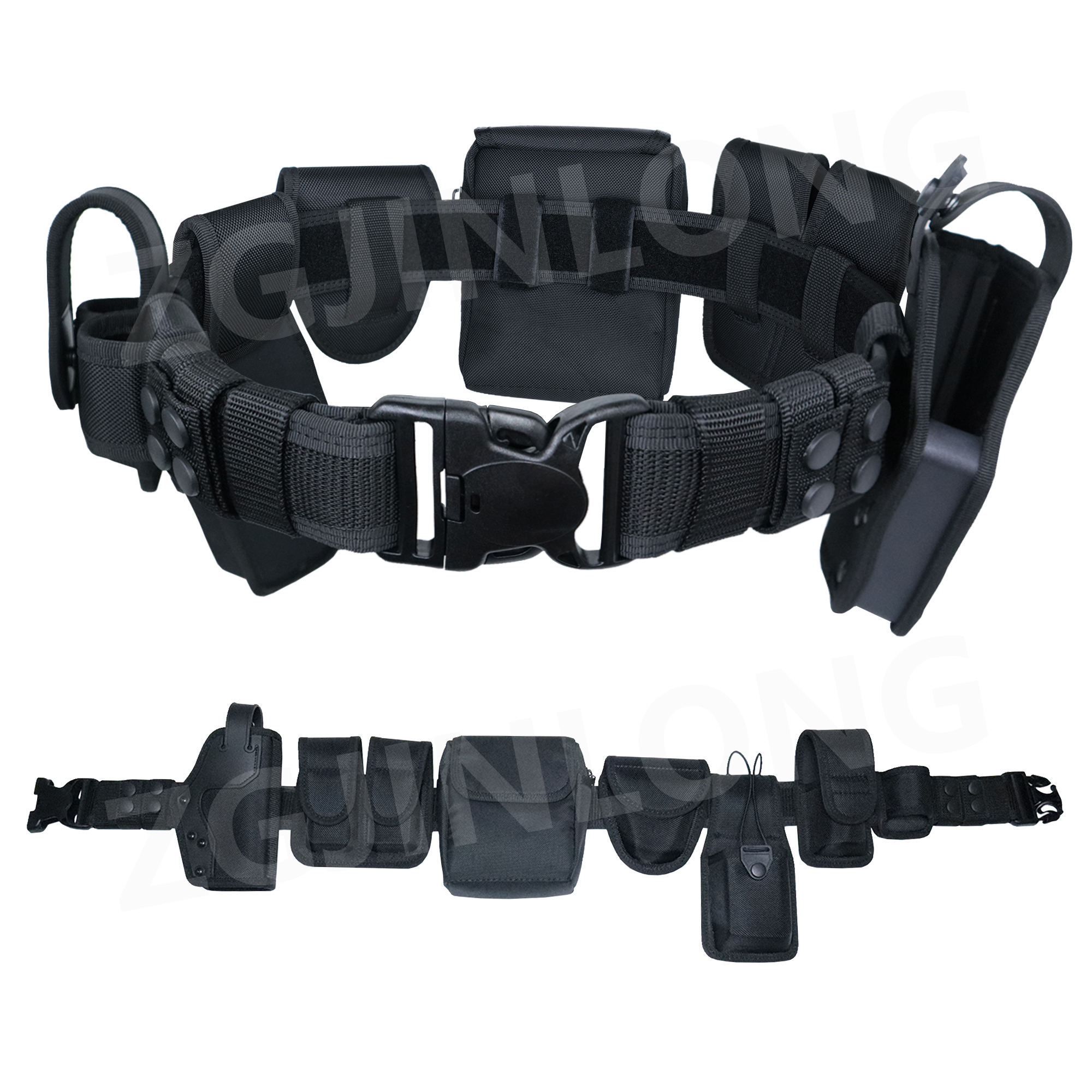 8 in 1 Multifunctional Black Men's Nylon Utility Combat Uniform Security Tactical Duty Belt Bag Set with Pocket and Pouches