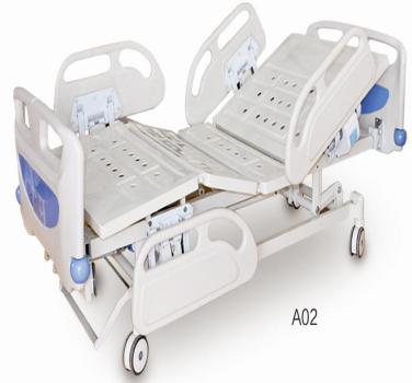Patient Adjustable Clinic Motorised 8 Function ICU Multifunctional Electric Medical Equipment Hospital Bed With Brake Wheels