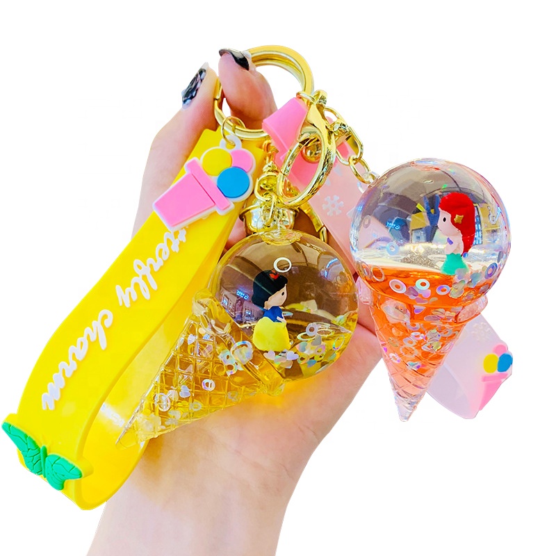 Creative ice cream Star Dailou cartoon doll key chain female Pikacheu cute liquid key chain bag pendant