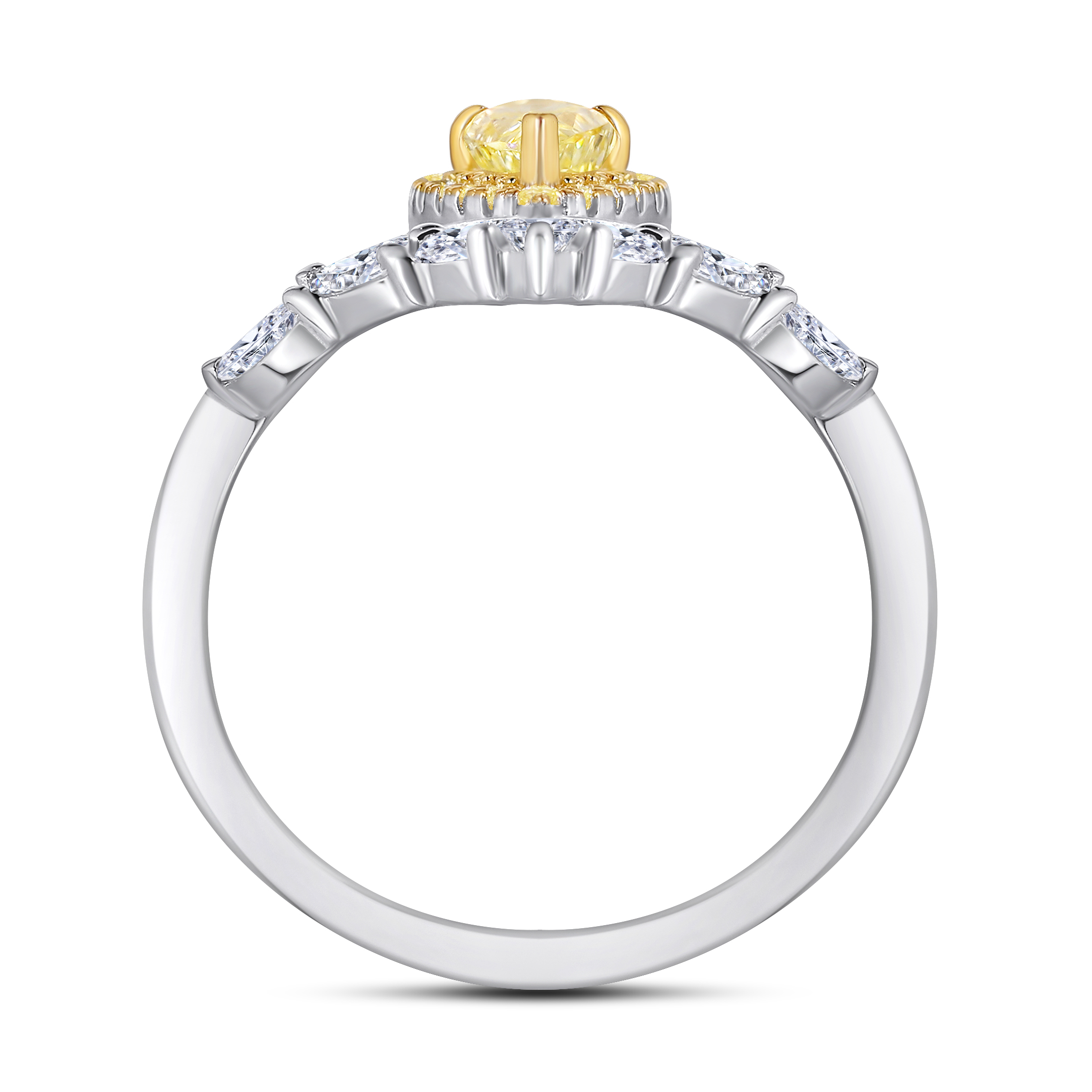 High Quality Engagement High Carbon Dril Rhodium Plated 925 Sterling Silver Yellow Gemstone Women Ring