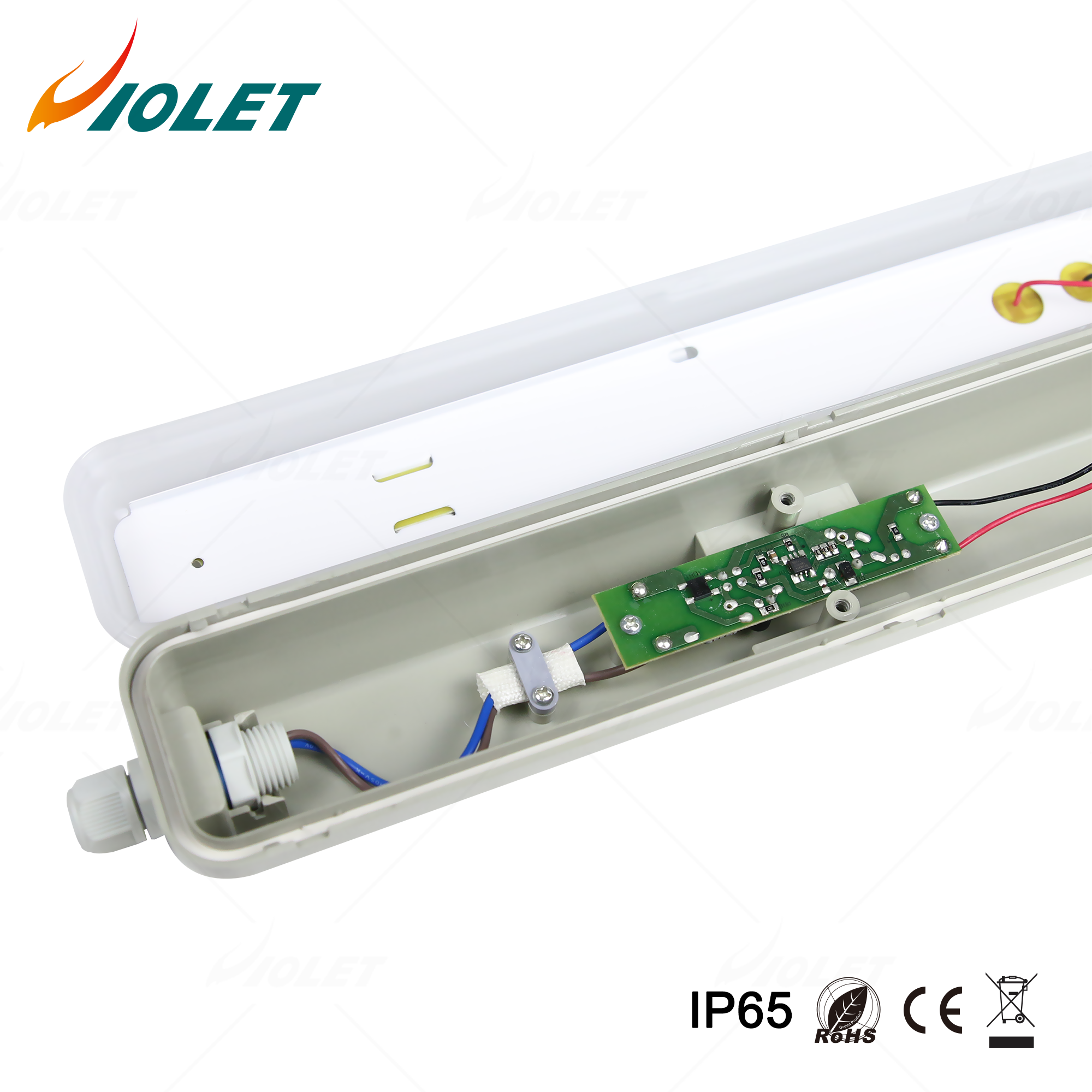 Светодиодное линейное освещение IP65 без клипсы, светодиодные осветительные приборы IP65, водонепроницаемые для влажной зоны