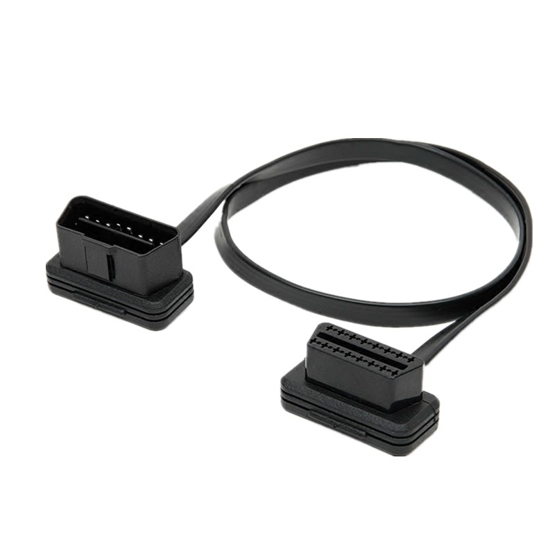 Низкопрофильный плоский кабель для диагностики OBD, штекер-гнездо, 16 контактов, прямоугольный Удлинительный кабель OBD II OBD 2