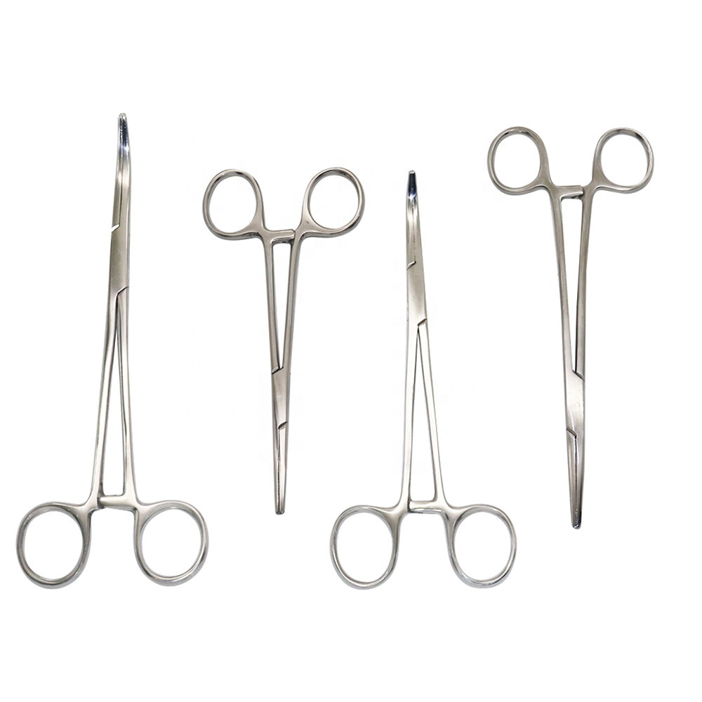 10 шт 18 см прямые хомуты Hemostat изогнутые ветеринарные васкулярные щипцы
