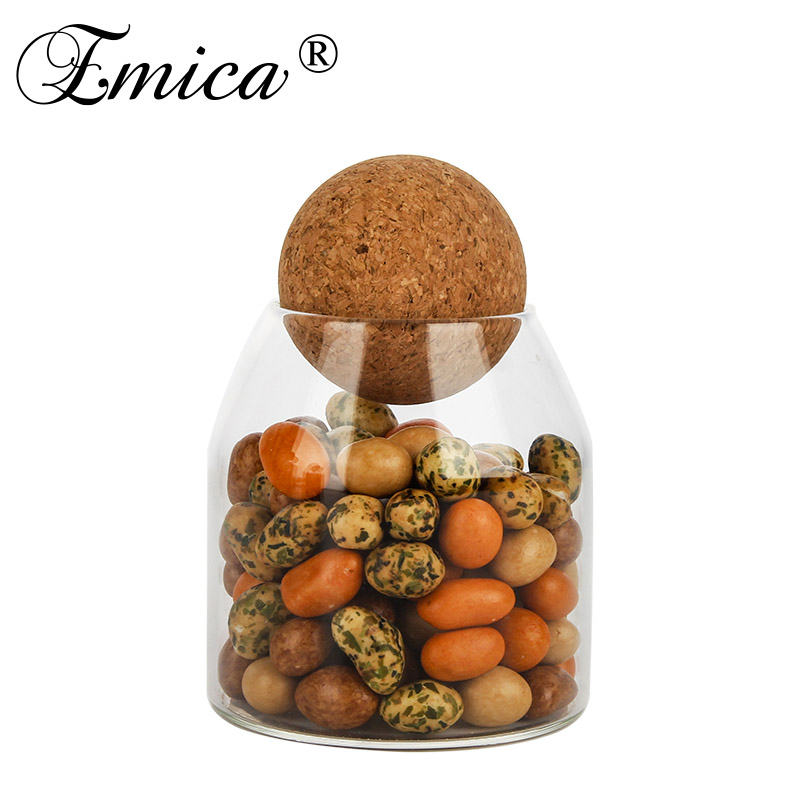 Eco-friendly Airtight High Borosilicate Glass Spice Jar Set With Cork Lid