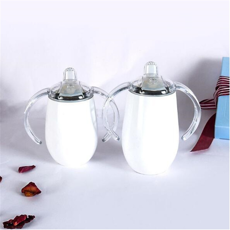 Blank Sublimation 10oz Stainless Steel Sippy Cups with Double Handles Insulated Mug Vacuum Beer Milk Cup Baby Cups