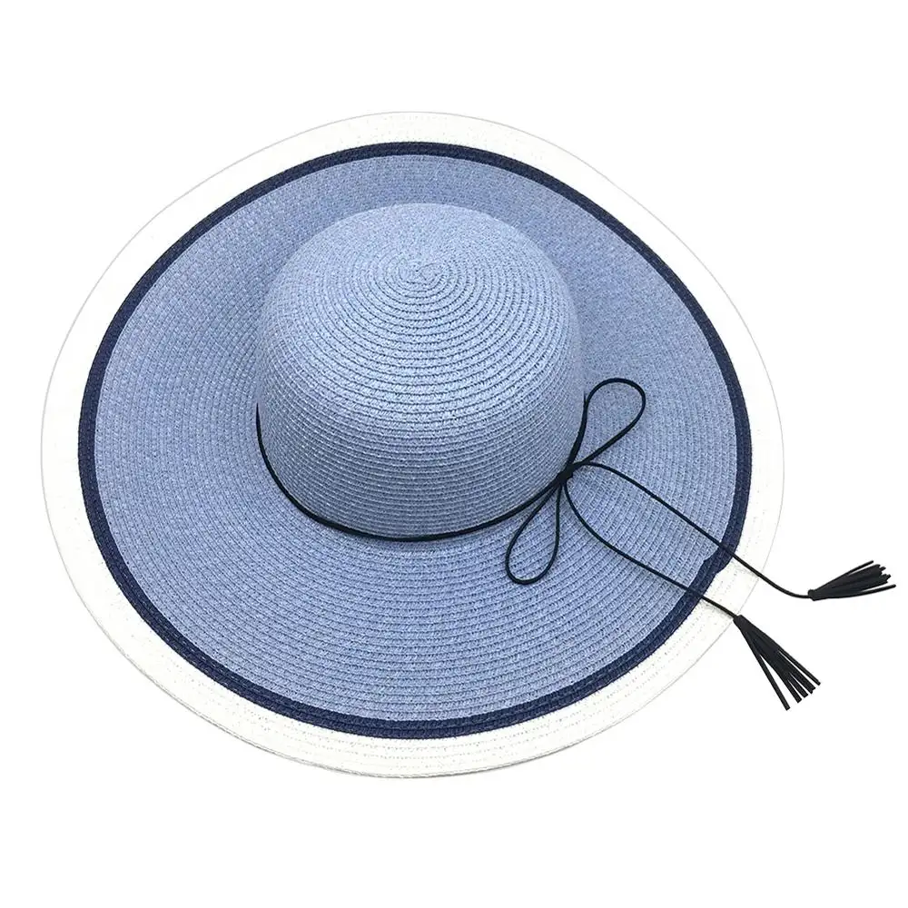 SIYWINA по индивидуальному заказу с широкими полями шляпа от солнца, защита от УФ-защиты, складная шляпа пляжная шляпа с кисточками соломенные шляпы
