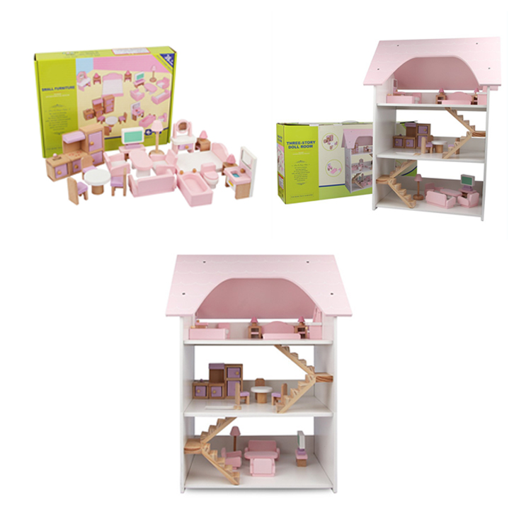Yohi 2021 The Best Sale New Design Childrens Wooden With Rooms DIY Kits Assemble Miniature Doll House 3D Puzzle Dollhouse Wooden