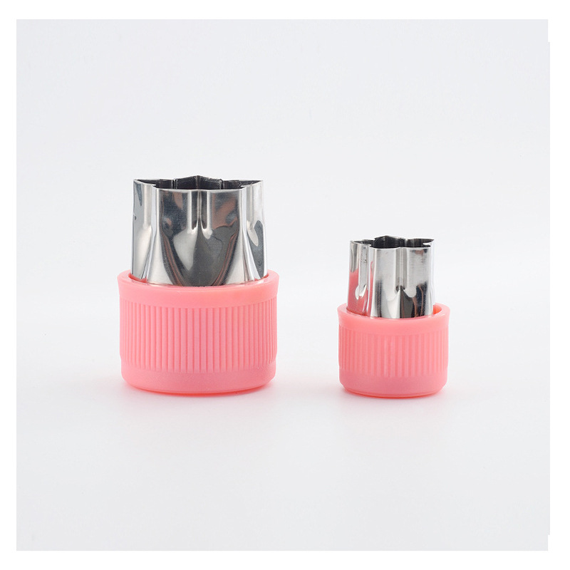 Food grade pink green wholesale custom made mold stainless steel round vegetable cookie cutter set with plastic handle