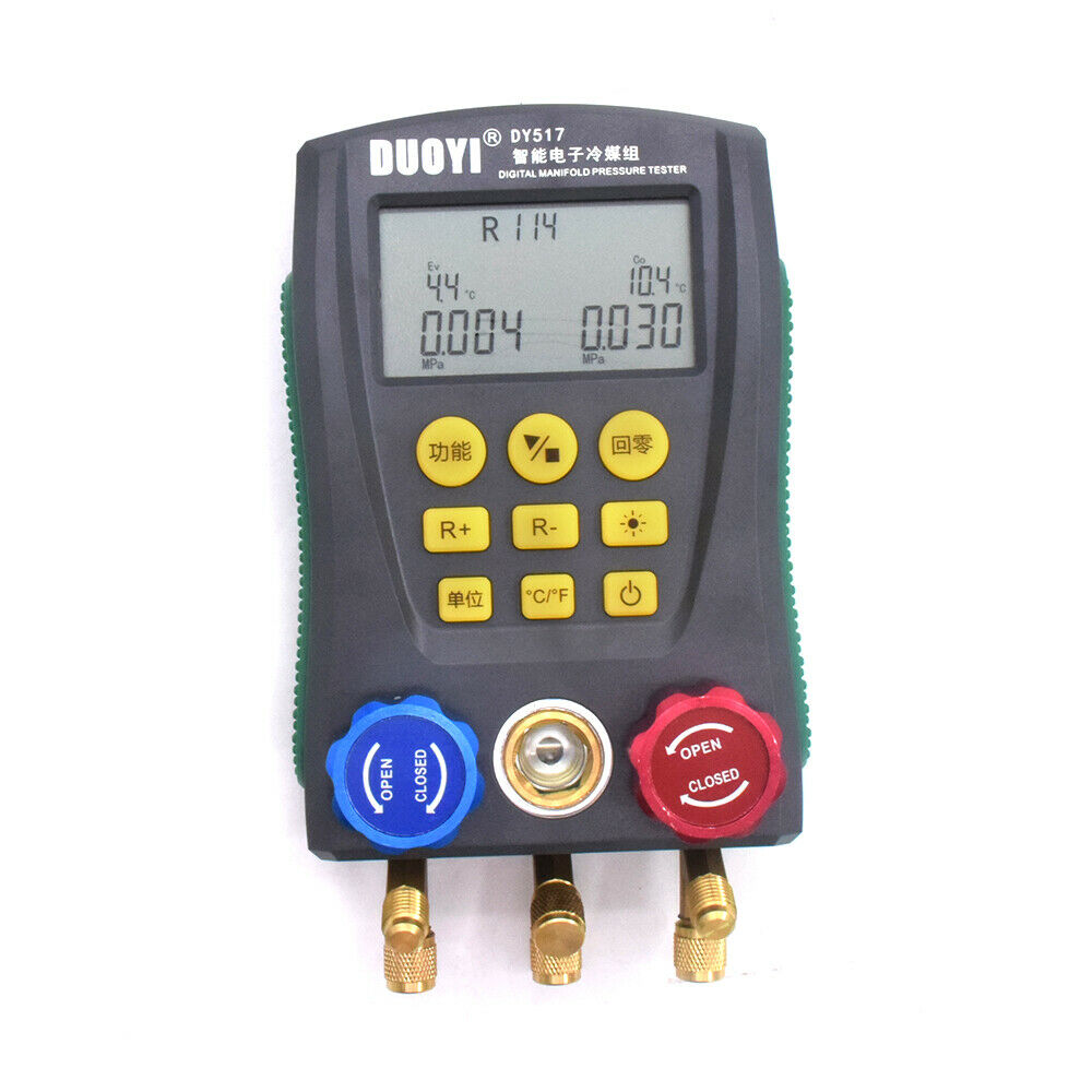 Auto Refrigeration Digital Manifold Gauge Meter HVAC Vacuum Pressure Leakage Temperature Tester