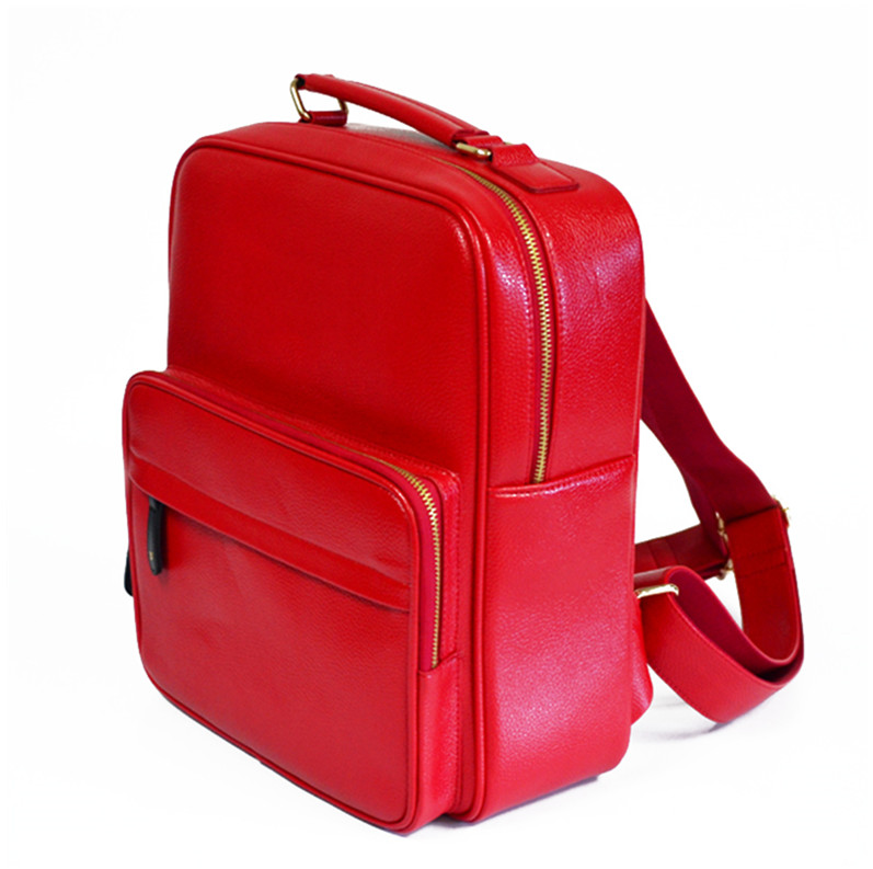 OEM custom fashion lychee pattern leather school backpack knapsack laptop backpack bag