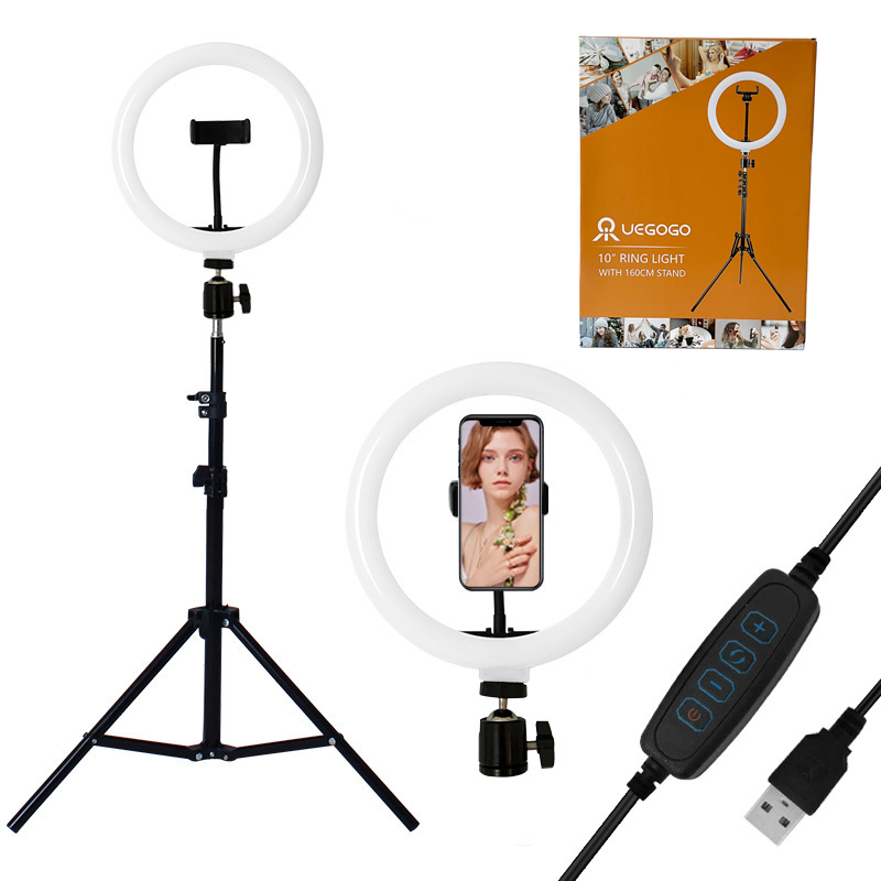 UEGOGO 10 "оптовая продажа продуктов лучшие продажи 3 режима селфи Led камера круглое кольцо вспышка заполняющая свет с штатив Стенд для смартфона