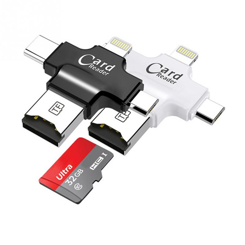 4 в 1 кардридер usb-C Micro USB MicroSD tipo C кардридер для Android ipad/iphone 11X 8 7 plus 6s 5s MacBook OTG TF SD ридер