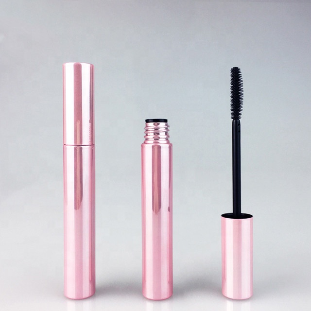 Pink Metallic Eyelash Packaging Straight Round Mascara Tube with Eyelash Brush