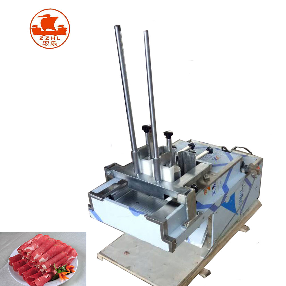 Automatic Flattened Double Rolls Of Cattle / Mutton Fresh Meat Slicer Cutting Machine
