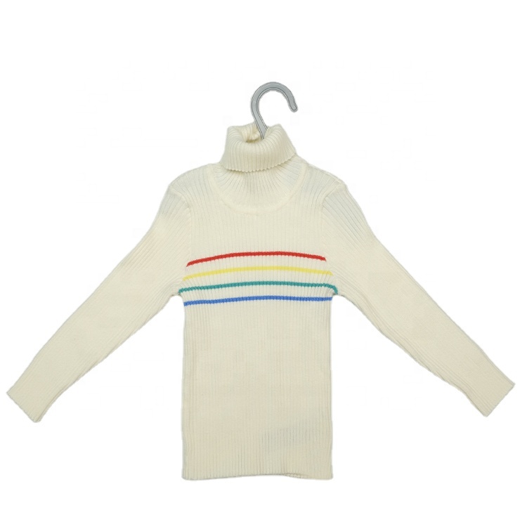 Winter 2021 new sweater children rainbow stripe sweater girls turtleneck sweater