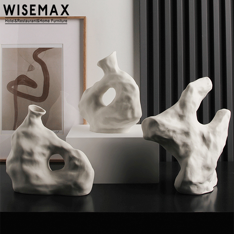 Мебель WISEMAX, ваби-Саби, набор керамических ваз для цветов, современная белая керамическая ваза неправильной формы для украшения дома