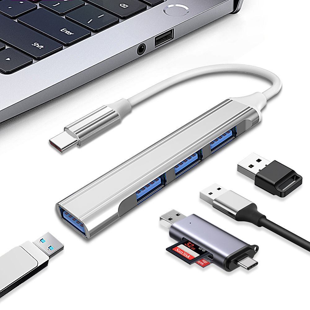 Новый 4 в 1 Тип C до USB 3,0 из алюминиевого сплава с разъемом USB C док-станция многопортовый USB C концентратор для планшета Macbook телефона HUB адаптер