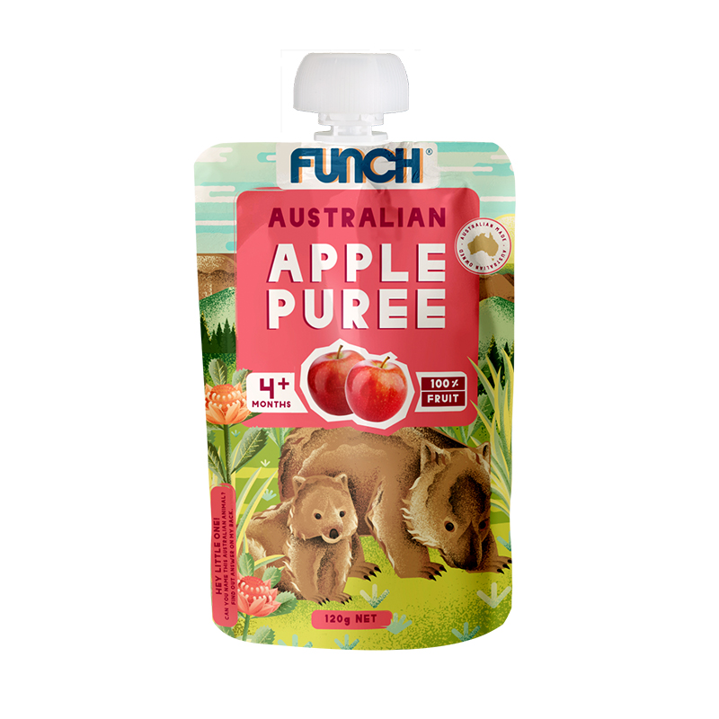 Закуски FUNCH, австралийские фруктовые пюре, яблоко, 120 г, консервированные пакеты, полезные ингредиенты, пюре с фруктами яблока с питанием