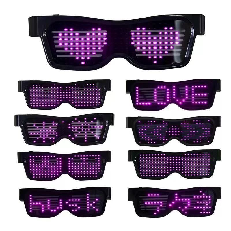 Evening Party Bungee Props Rgb Colors Flash Changing 3d Luminous Glasses For Party Smart wireless Led App Glasses