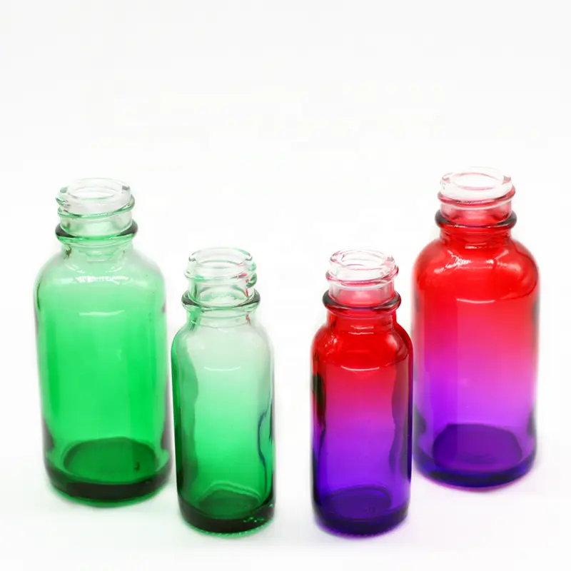 15 ml 0.5oz 30 ml 1oz faded green and red boston round glass bottle with childproof glass dropper for cosmetic