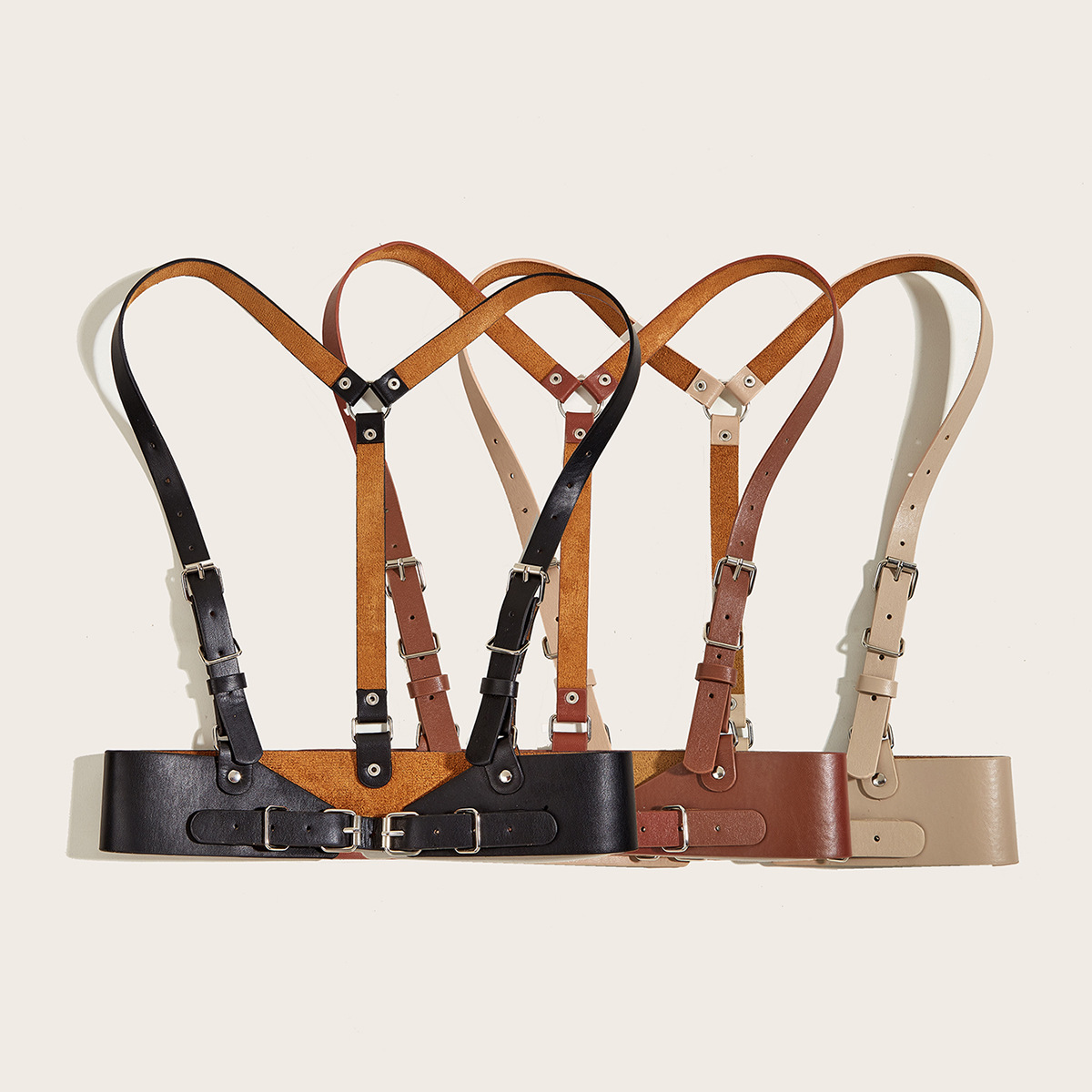 Gothic Punk Women Leather Suspender Harness Belt Adjustable Chest Waist Body Bondage Straps Fashion