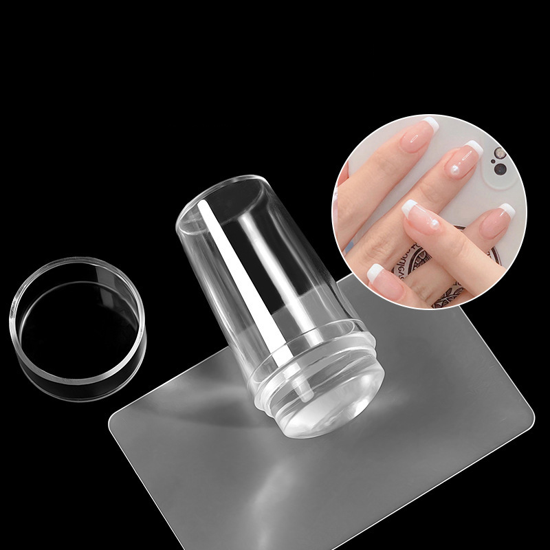 Soft silicone nail art stamping plat kit for french nail design