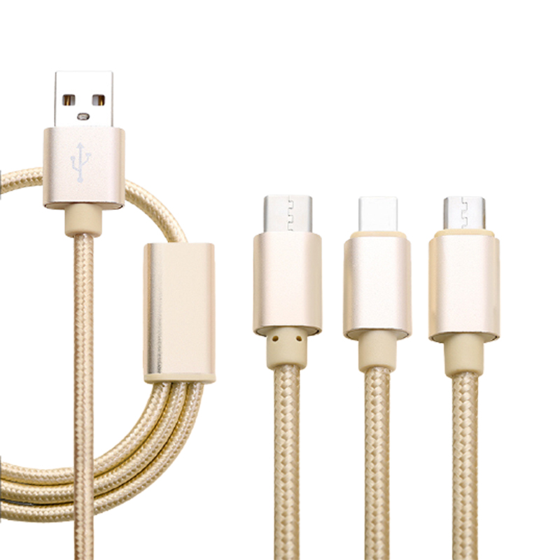 Кабель для передачи данных мобильного телефона 2021 с термозаряженным USB-видеокабелем, многоцелевой, подходит для Micro USB и Type C нейлоновой оплетки