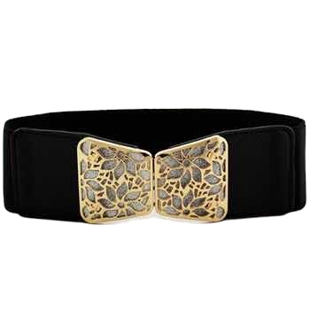 Skinny Waist Belt of Women Elastic Metal Stretch Chain Belt Gold