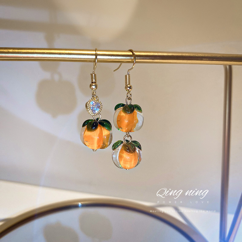 Jewelry South Korea East Gate fashion new diamond love persimmon EAR HOOK EARRING net red temperament design sense ear jewelry