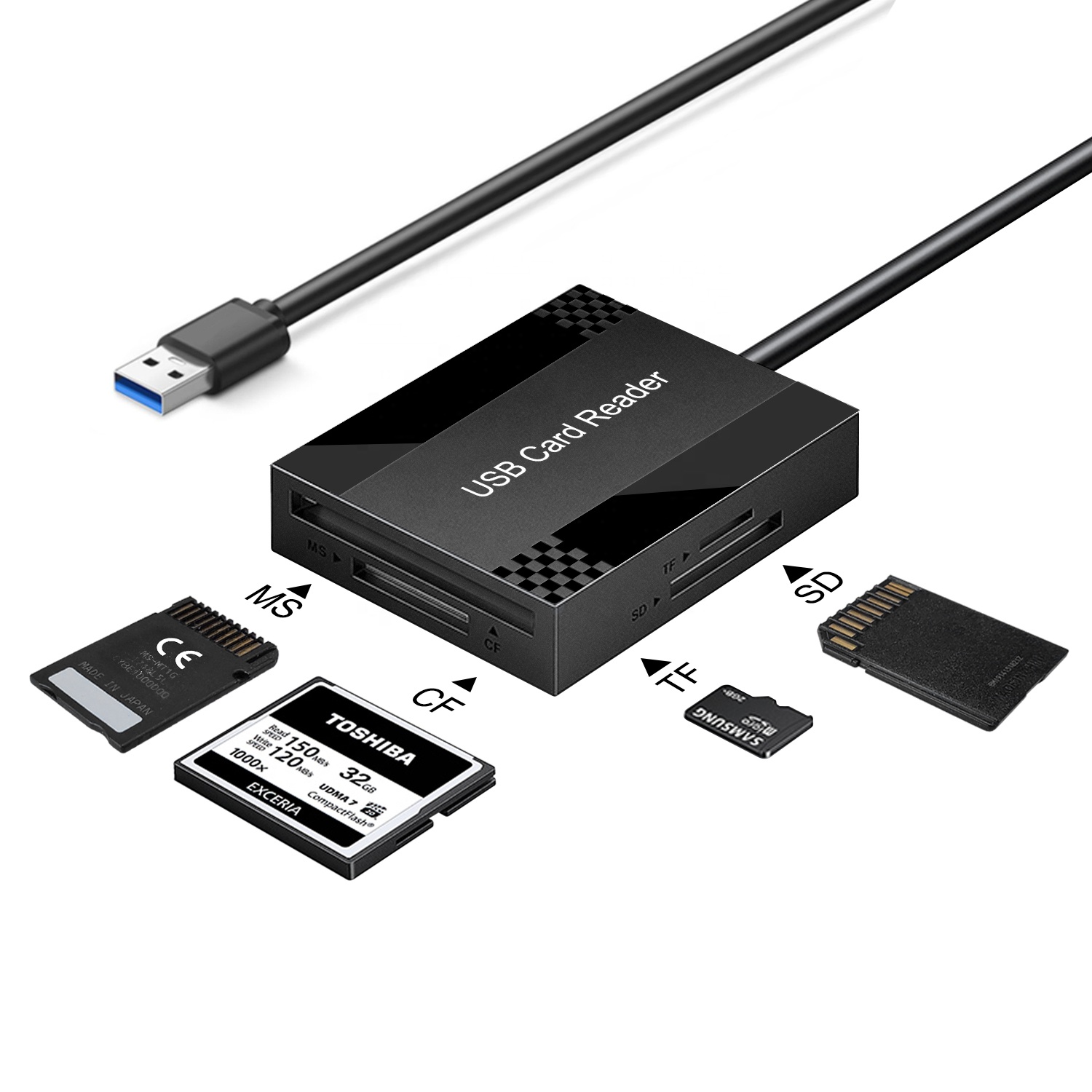 SD/TF/CF/MS карт 4 в 1 взаимный обмен данными между компьютером и периферийными устройствами 3,0 кард-ридер