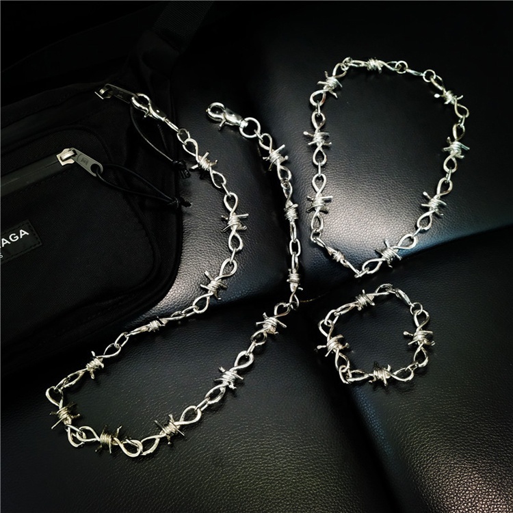 Inspire jewelry Barbed wire basic necklace for men's unique personalised silver plated necklace