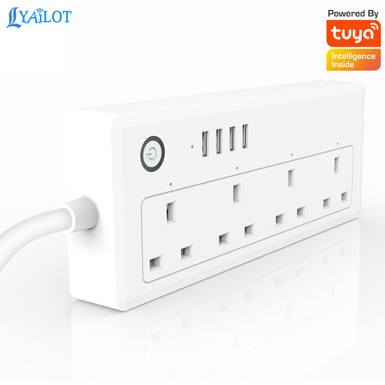 Tuya Smart APP USB зарядка поддержка голосовых контроллер защита от перегрузки и защита от перегрузки розетка, Wi-Fi, UK смарт-удлинитель