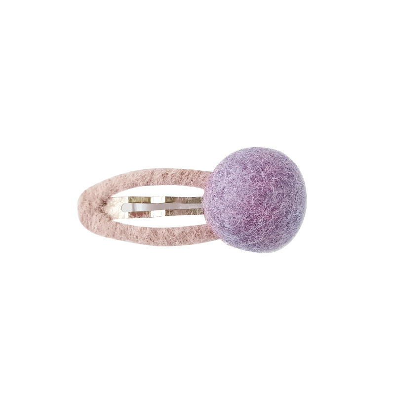 Autumn winter lovely mohair wool felted ball hairpin small fresh oval BB clip side hairpin
