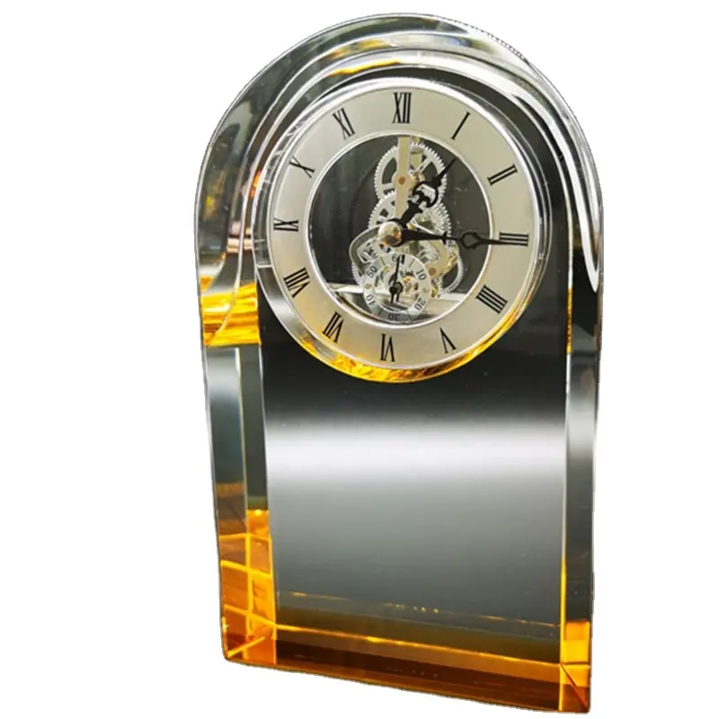 3d Laser Engraved Glass Wholesale Unique Design K9 Blank Crystal Glass Awards Clock Custom 3d Laser Engraved Wedding Favor Crystal Clock